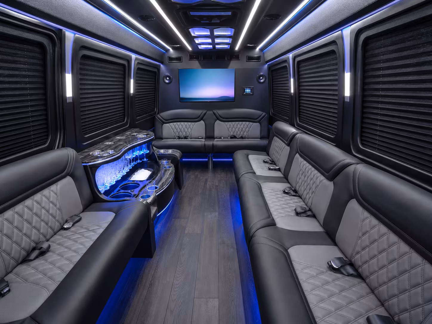 redwood city 30 passenger party bus inside