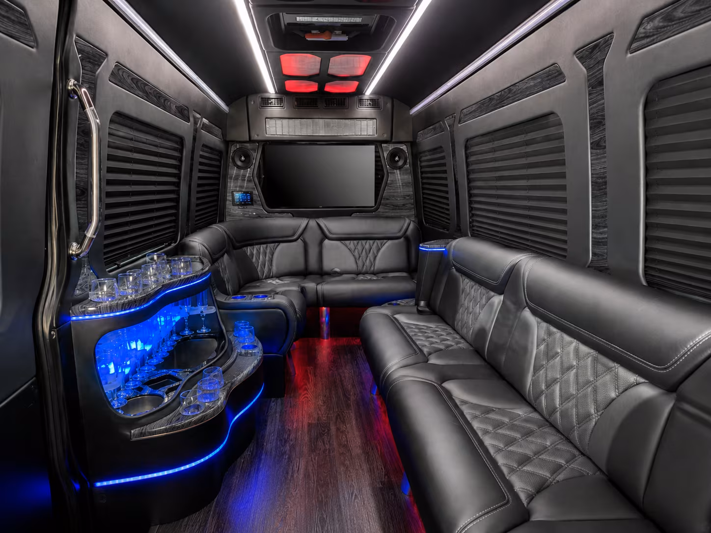 redwood city 50 passenger party bus interior